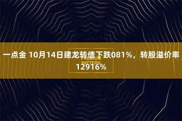 一点金 10月14日建龙转债下跌081%，转股溢价率12916%